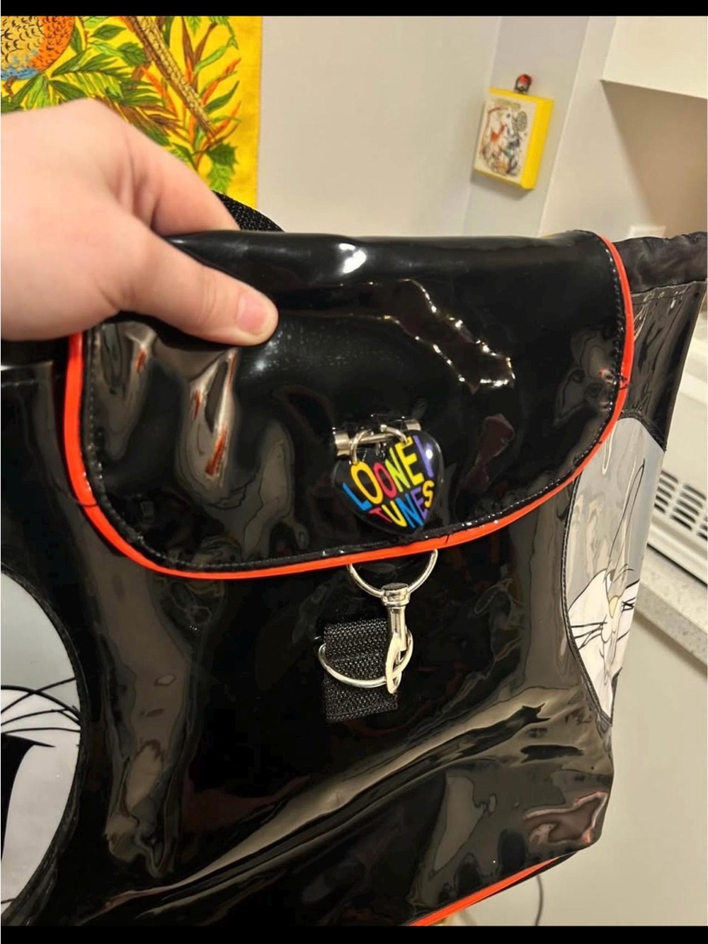 1997 Looney Tunes Black Patent Bugs Bunny Backpack - Picture 4 of 8